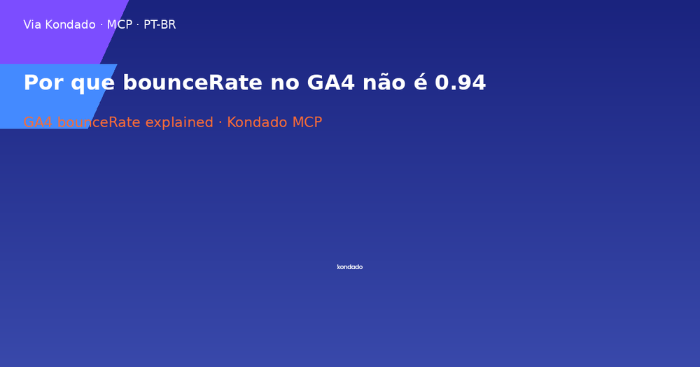 Por que bounceRate no GA4 não é 0.94 (e como pedir o número certo pro ChatGPT via MCP da Kondado)