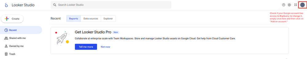 Using Google Looker Studio with BigQuery and Kondado