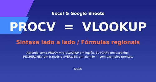 PROCV em inglês: VLOOKUP explicado (sintaxe, exemplos e fórmulas regionais)